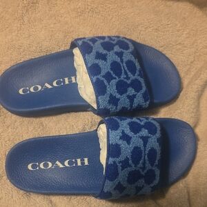 Coach Blue Logo Uli Sport Slides Size 7 Women's